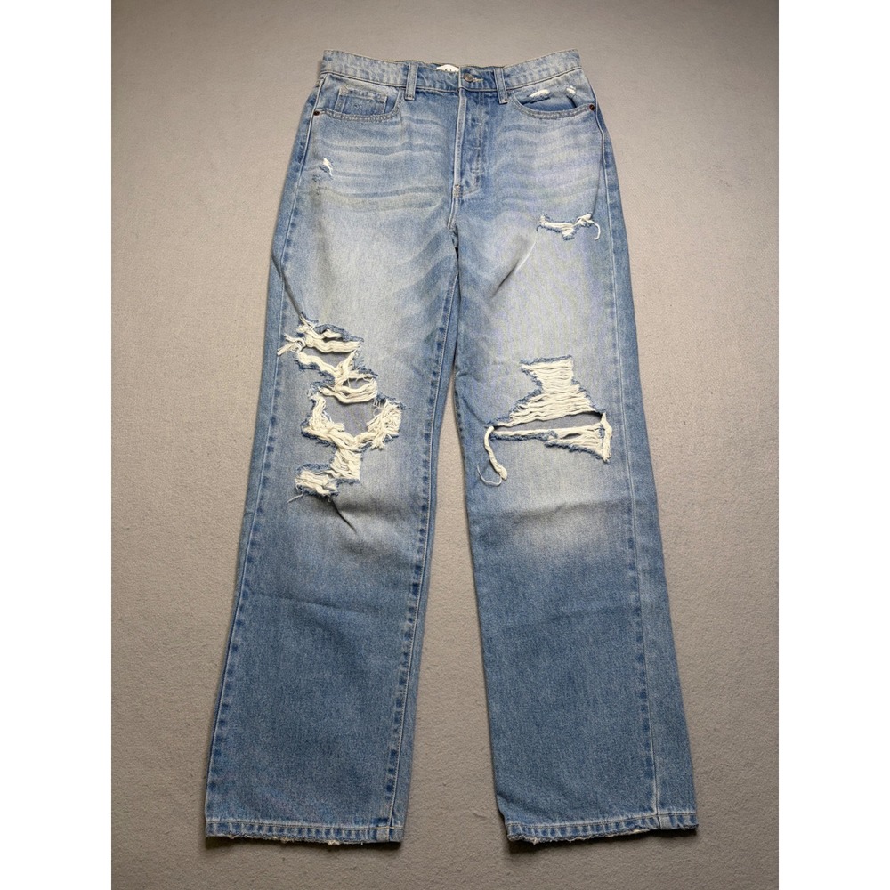 Cello Jeans Women 11 Blue Super‎ High Rise Distressed Straight Leg WV17554RS-LTD